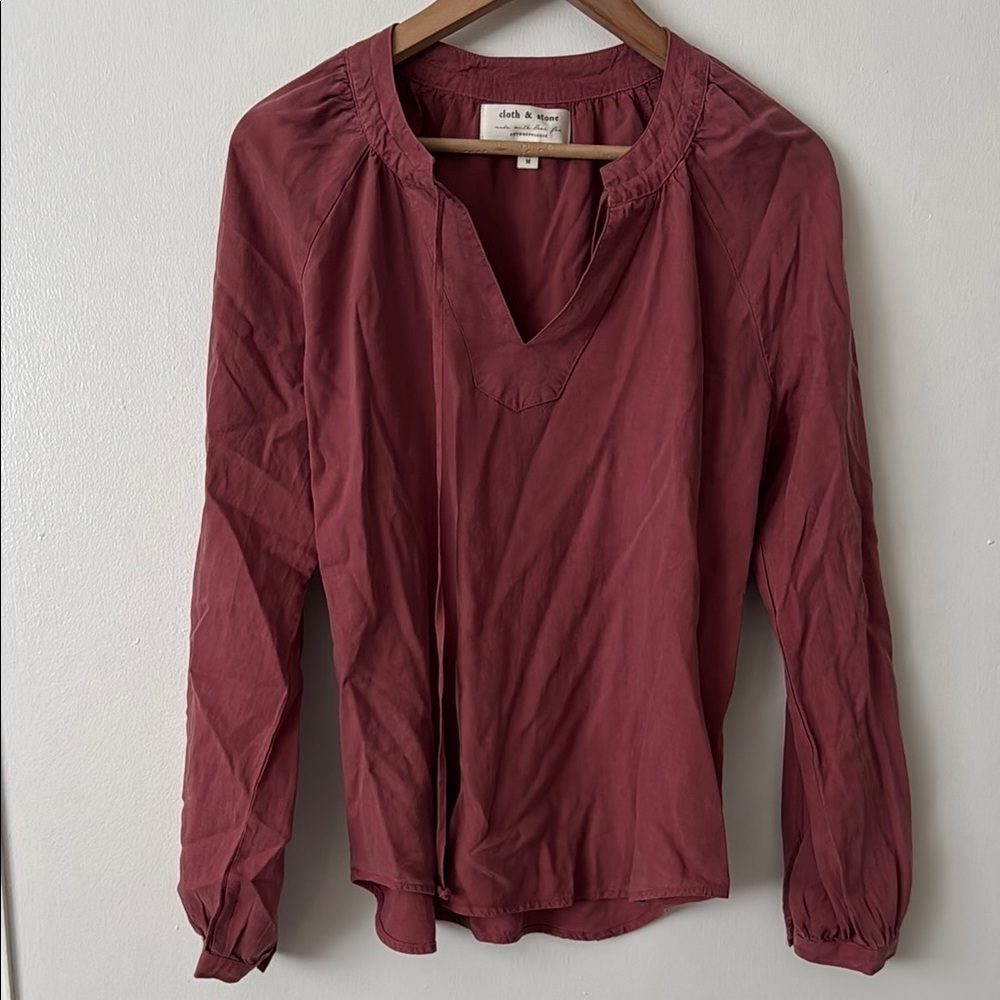 Cloth & Stone M Rust Orange Peasant Blouse